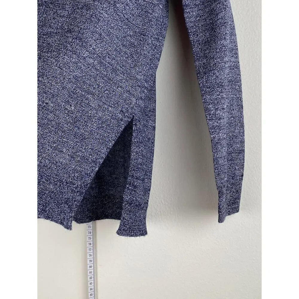 J.Crew Merino Linen Double V Neck Knit Top Sweater Blue Relaxed Small